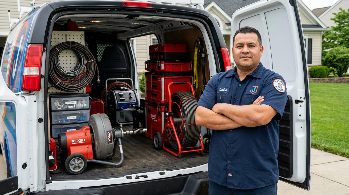 Professional drain cleaning equipment and Johns Plumbing LLC plumber in Iron River