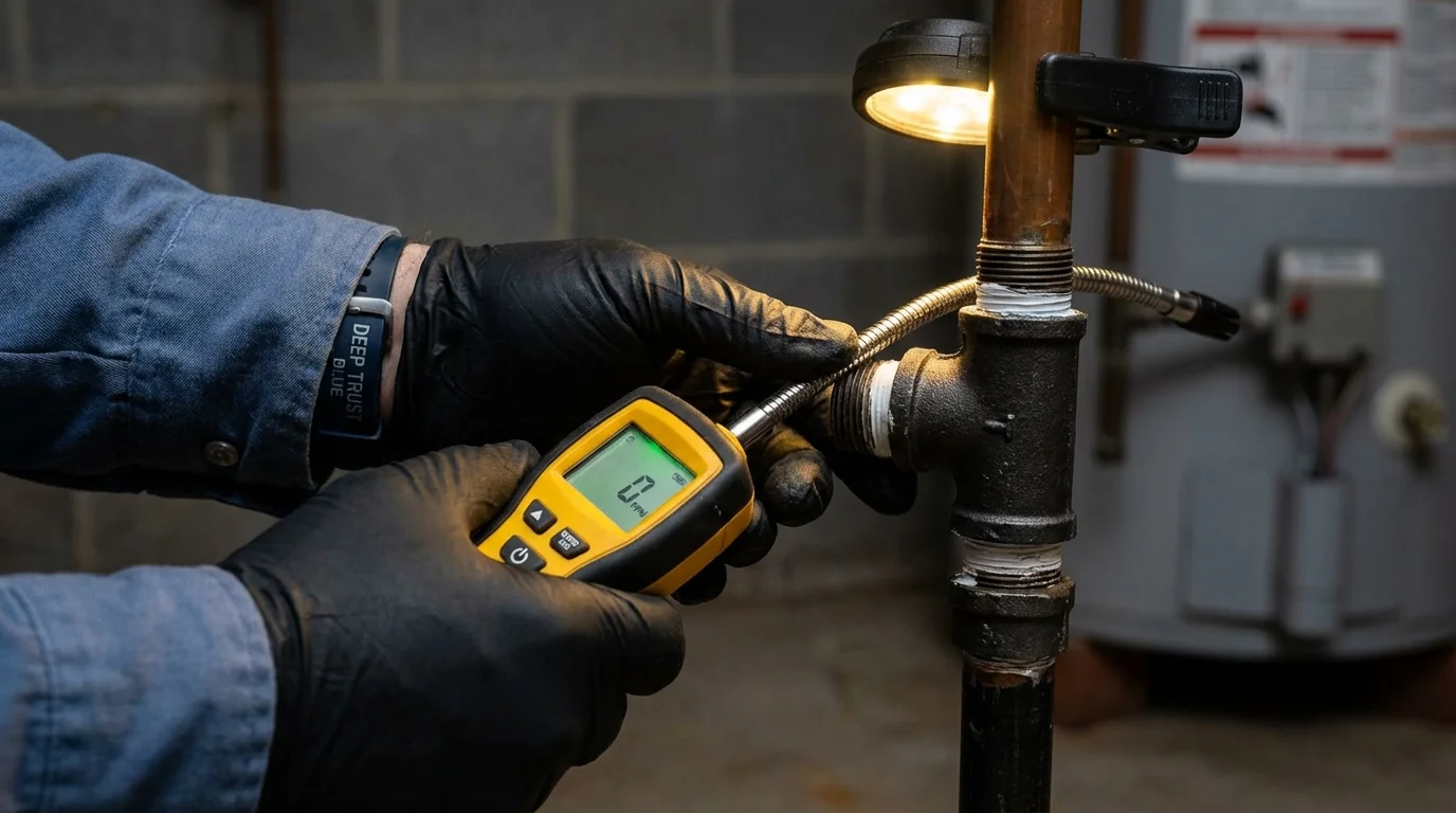 Gas leak detection with electronic sniffer by Johns Plumbing LLC in Iron River