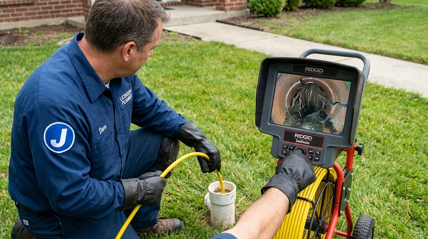 Sewer camera inspection being performed by Johns Plumbing LLC in Iron River