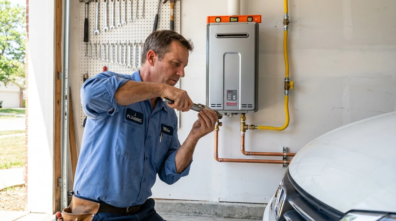 Tankless water heater installation by a Johns Plumbing LLC plumber in Iron River